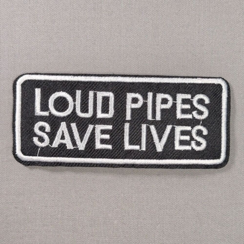 Loud Pipes Save Lives Iron On Biker Patch | Motorcycle Patch